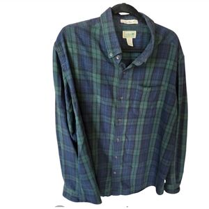 L.L. Bean Green and Blue Casual Button Down Shirt‎ Mens XL St Patrick